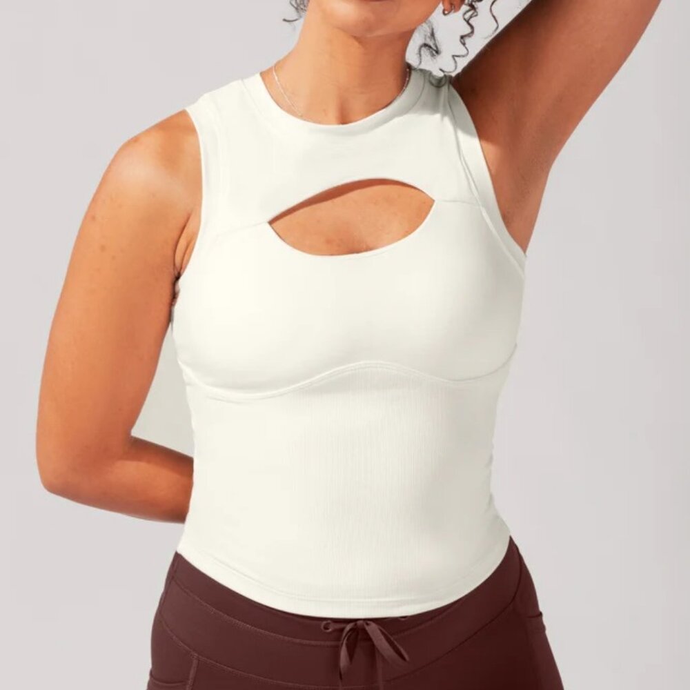 Popflex Peekaboo Crew Tank - Coconut Cream